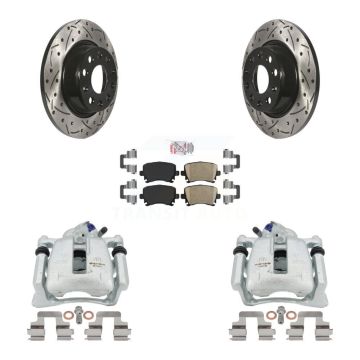 Rear Disc Brake Coated Caliper Drill Slot Rotor Ceramic Pad Kit For Volkswagen Tiguan CC KCD-101272N