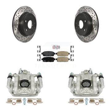 Rear Brake Coated Caliper Drilled Slot Rotor Ceramic Pad Kit For Chevrolet Cruze Limited KCD-101282N