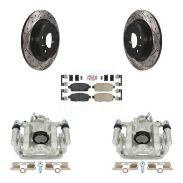 Rear Brake Coat Caliper Drill Slot Rotor Ceramic Pad Kit For 2013 Chevrolet Cruze LT/LTZ KCD-101283N