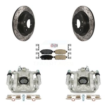 Rear Brake Coat Caliper Drill Slot Rotor Ceramic Pad Kit For 2013 Chevrolet Cruze LT/LTZ KCD-101284N