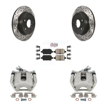Rear Disc Brake Coated Caliper Drilled Slotted Rotor Ceramic Pad Kit For Chevrolet Cruze KCD-101289N