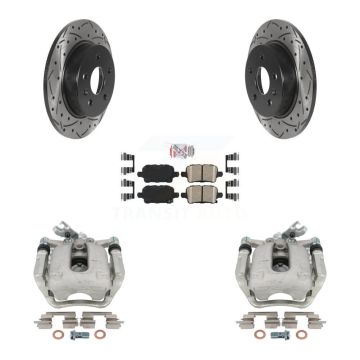 Rear Disc Brake Coated Caliper Drilled Slotted Rotor Ceramic Pad Kit For Chevrolet Cruze KCD-101290N