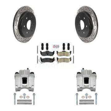 Rear Brake Caliper Drill Slotted Rotors Ceramic Pad Kit For Nissan TITAN Armada INFINITI KCD-101297N