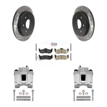 Rear Brake Caliper Drill Slotted Rotors Ceramic Pad Kit For Nissan TITAN Armada INFINITI KCD-101298N