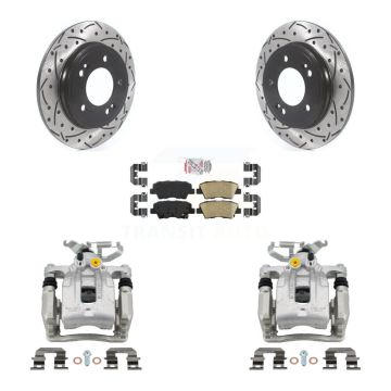 Rear Brake Caliper Drilled Slot Rotor Ceramic Pad Kit For Hyundai Elantra Kia Niro Ioniq KCD-101301N