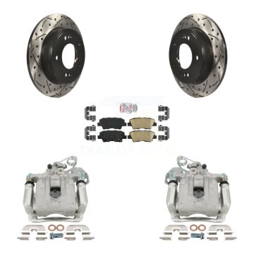 Rear Brake Caliper Drilled Slot Rotor Ceramic Pad Kit For 2017-2020 Hyundai Elantra 2.0L KCD-101302N