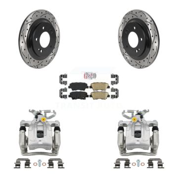 Rear Brake Coated Caliper Drill Slot Rotors Ceramic Pad Kit For 2018-2019 Kia Niro VIN C KCD-101303N