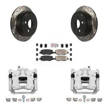 Rear Disc Brake Coated Caliper Drill Slotted Rotors Ceramic Pad Kit For Jeep Wrangler JK KCD-101305N