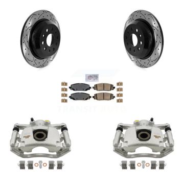 Rear Brake Caliper Drill Slot Rotors Ceramic Pad Kit For 2018-2020 Jeep Wrangler Rubicon KCD-101306N