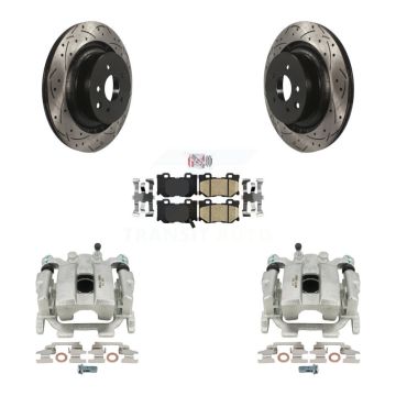 Rear Brake Caliper Drill Slot Rotors Ceramic Pad Kit For INFINITI G37 With Brembo Brakes KCD-101313N