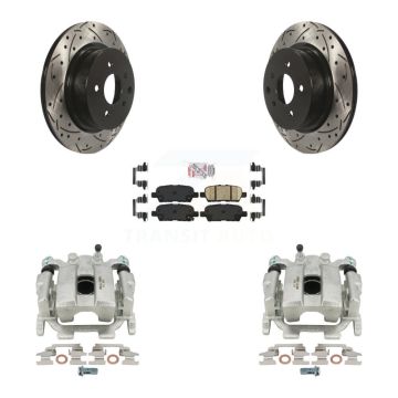 Rear Brake Caliper Drill Slotted Rotor Ceramic Pad Kit For INFINITI QX50 G25 Nissan 370Z KCD-101314N