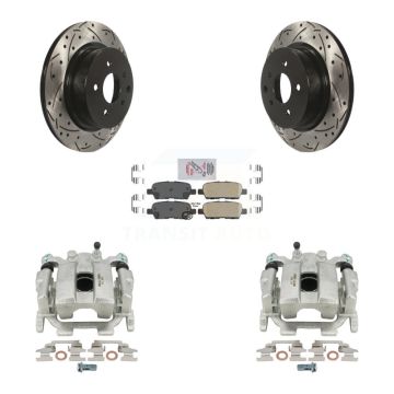 Rear Brake Caliper Drill Slot Rotors Ceramic Pad Kit For INFINITI G37 QX50 Nissan 370Z Z KCD-101316N
