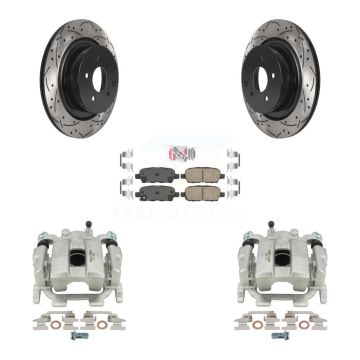 Rear Brake Coat Caliper Drill Slot Rotor Ceramic Pad Kit For INFINITI G37 Coupe with AWD KCD-101319N