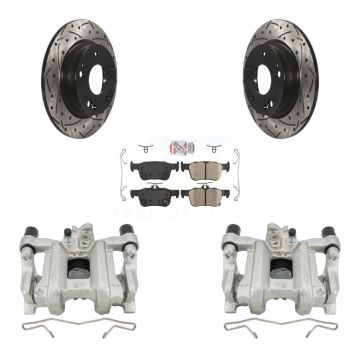 Rear Disc Brake Coated Caliper Drilled Slotted Rotor And Ceramic Pad Kit For Honda Civic KCD-101320N