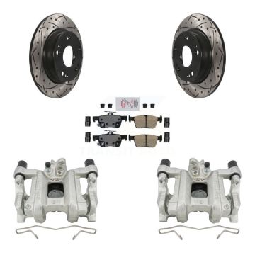 Rear Disc Brake Coated Caliper Drill Slot Rotors Ceramic Pad Kit For Honda Civic Insight KCD-101321N