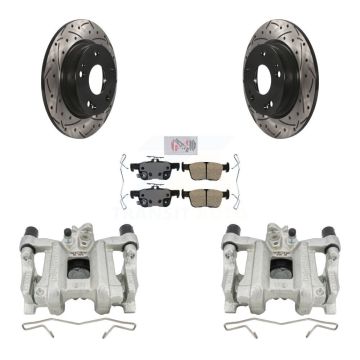 Rear Disc Brake Coated Caliper Drill Slot Rotors Ceramic Pad Kit For Honda Civic Insight KCD-101322N