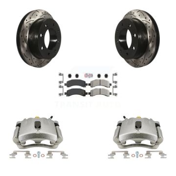 Rear Brake Caliper Drill Slot Rotors Semi-Metallic Pad Kit For GMC Chevrolet Savana 3500 KCD-101324N