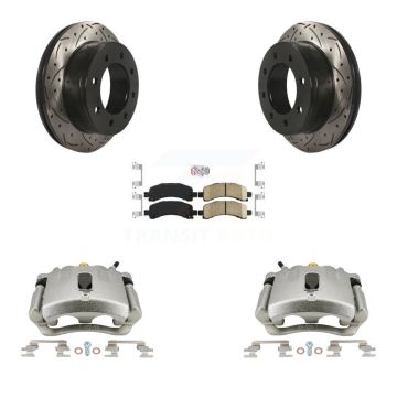 Rear Brake Caliper Drilled Slot Rotor Ceramic Pad Kit For GMC Chevrolet Savana 2500 3500 KCD-101325N