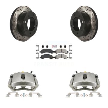Rear Brake Caliper Drill Slot Rotors Semi-Metallic Pad Kit For GMC Chevrolet Savana 2500 KCD-101326N