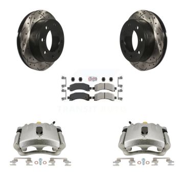 Rear Brake Caliper Drill Slot Rotor Semi-Metallic Pad Kit For Chevrolet Express 2500 GMC KCD-101328N