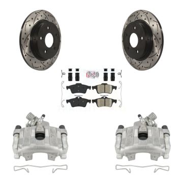 Rear Disc Brake Coated Caliper Drilled Slotted Rotors And Ceramic Pad Kit For Ford Focus KCD-101330N