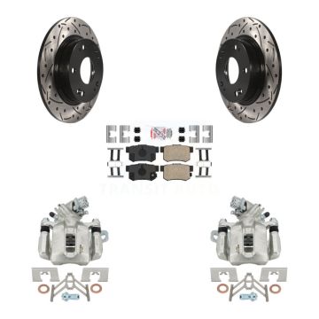 Rear Brake Coated Caliper Drill Slot Rotor Ceramic Pad Kit For Honda Civic Acura CSX ILX KCD-101333N