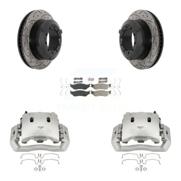 Rear Brake Caliper Drill Slot Rotors Semi-Metallic Pad Kit For Ford F-450 Super Duty LCF KCD-101336N