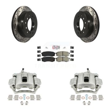 Rear Brake Caliper Drill Slot Rotor Semi-Metallic Pad Kit For Toyota 4Runner Lexus GX460 KCD-101340N