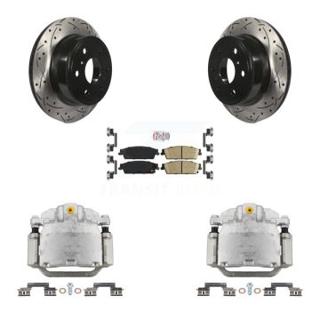 Rear Brake Caliper Drill Slot Rotors Ceramic Pad Kit For Chevrolet GMC Sierra 1500 Tahoe KCD-101342N