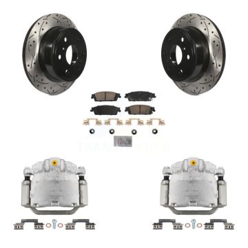 Rear Brake Caliper Drill Slot Rotors Ceramic Pad Kit For GMC Chevrolet Sierra 1500 Tahoe KCD-101343N