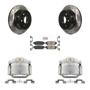 Rear Brake Caliper Drill Slot Rotors Ceramic Pad Kit For GMC Chevrolet Sierra 1500 Tahoe KCD-101345N