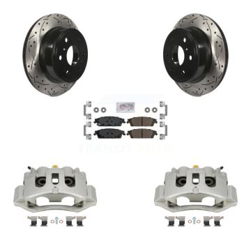 Rear Brake Coat Caliper Drill Slot Rotor Semi-Metallic Pad Kit For Chevrolet Suburban HD KCD-101347N