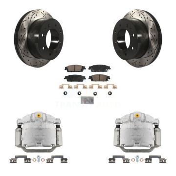 Rear Disc Brake Coated Caliper Drilled Slot Rotor Ceramic Pad Kit For Chevrolet Suburban KCD-101352N