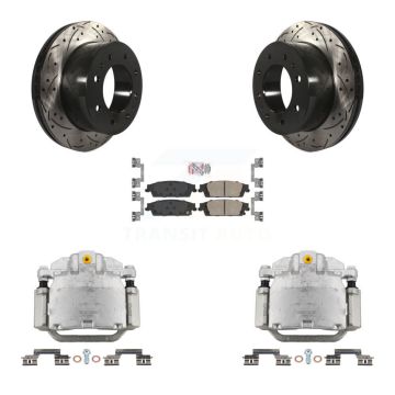 Rear Disc Brake Coated Caliper Drilled Slot Rotor Ceramic Pad Kit For Chevrolet Suburban KCD-101354N