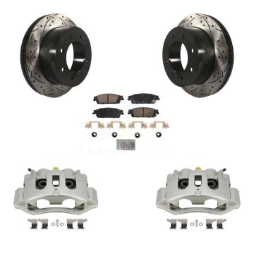 Rear Brake Caliper Drill Slot Rotors Ceramic Pad Kit For 2018-2019 Chevrolet Suburban HD KCD-101355N