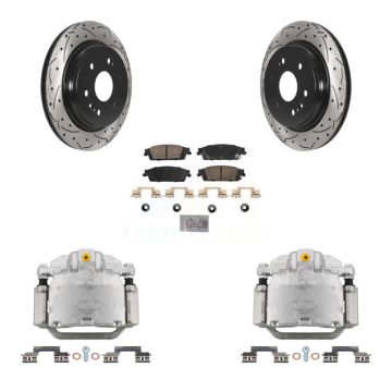 Rear Brake Caliper Drill Slot Rotors Ceramic Pad Kit For Chevrolet Silverado 1500 LD GMC KCD-101358N