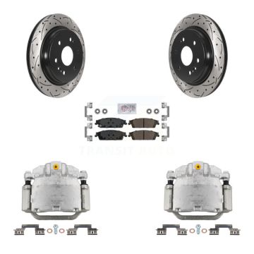 Rear Brake Caliper Drilled Slot Rotor Semi-Metallic Pad Kit For Chevrolet Silverado 1500 KCD-101359N