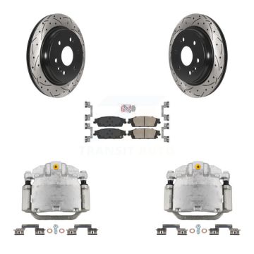 Rear Brake Caliper Drill Slot Rotors Ceramic Pad Kit For Chevrolet Silverado 1500 LD GMC KCD-101360N