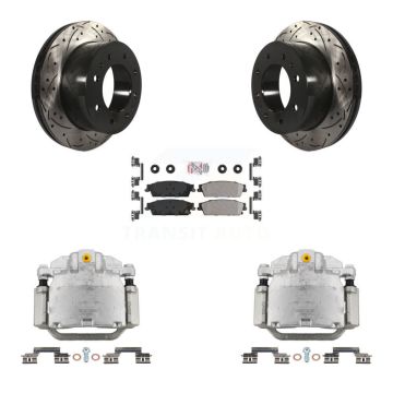 Rear Brake Caliper Drilled Slot Rotor Semi-Metallic Pad Kit For Chevrolet Silverado 1500 KCD-101361N