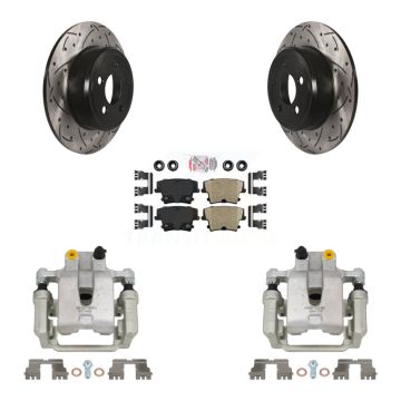 Rear Brake Coat Caliper Drill Slot Rotors Ceramic Pad Kit For Dodge Chrysler 300 Charger KCD-101363N