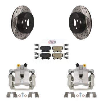 Rear Brake Coat Caliper Drill Slot Rotors Ceramic Pad Kit For Dodge Chrysler 300 Charger KCD-101364N