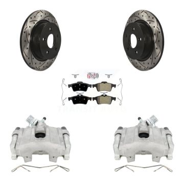 Rear Brake Coated Caliper Drilled Slot Rotor Semi-Metallic Pad Kit For Ford Escape C-Max KCD-101371N