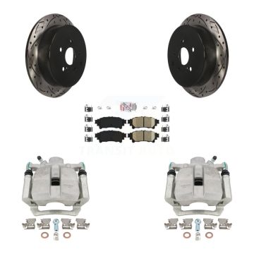 Rear Brake Caliper Drilled Slot Rotor Ceramic Pad Kit For Toyota Sienna Highlander Lexus KCD-101375N