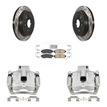Rear Brake Caliper Drill Slot Rotors Ceramic Pad Kit For GMC Acadia Buick Enclave Saturn KCD-101377N