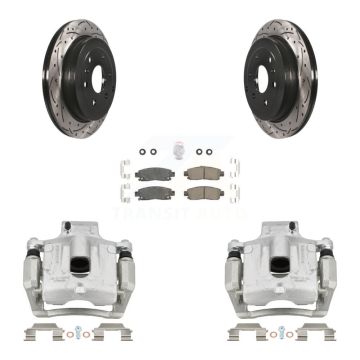 Rear Brake Caliper Drill Slot Rotors Ceramic Pad Kit For GMC Acadia Buick Enclave Saturn KCD-101378N