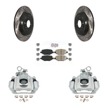 Rear Brake Coated Caliper Drill Slotted Rotors Ceramic Pad Kit For Ford Edge Lincoln MKX KCD-101379N