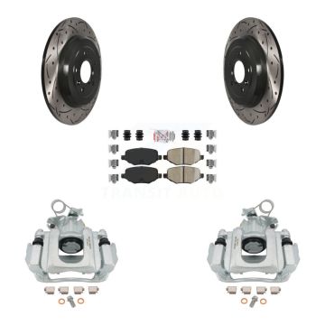 Rear Brake Coated Caliper Drill Slotted Rotors Ceramic Pad Kit For Ford Edge Lincoln MKX KCD-101380N