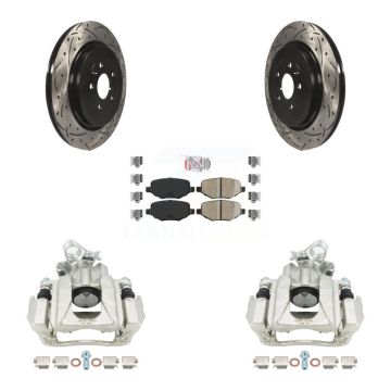 Rear Brake Coated Caliper Drill Slotted Rotors Ceramic Pad Kit For Ford Flex Lincoln MKS KCD-101383N