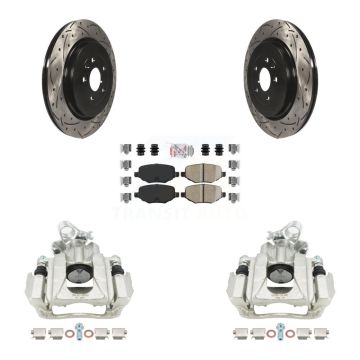 Rear Brake Coated Caliper Drill Slotted Rotors Ceramic Pad Kit For Ford Flex Lincoln MKS KCD-101384N