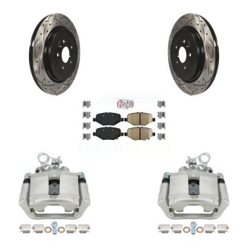 Rear Brake Caliper Drill Slot Rotor Ceramic Pad Kit For Ford Explorer Flex Taurus Police KCD-101385N